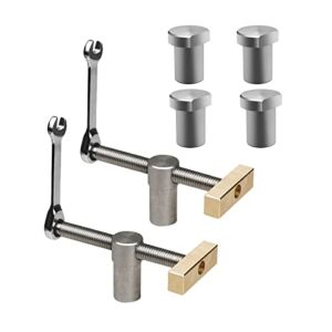 Bench Dog, 2 Pcs Bench Dog Camp 3/4 Inch with 4 Pcs 19 MM / 20MM Bench Dogs Hole Woodworking Adjustable Workbench Stop Stainless Steel Brass Fixture Vise Benches Carpenter Tool (19 mm)