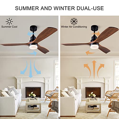 BOJUE 52” Ceiling Fans with Lights Remote Control,Indoor Outdoor Wood Ceiling Fan with 3 Blade for Patio Living Room, Bedroom, Office, Summer House, Etc | The Storepaperoomates Retail Market - Fast Affordable Shopping