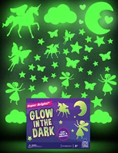 Purple Ladybug Super Bright 3D Glow in The Dark Stars, Butterflies, Hearts, Moon, & More – 64 Ultra Glow Stickers for Ceiling Decorations, Cool Glowing Wall Decals for Girls Bedroom or Kids Room Décor