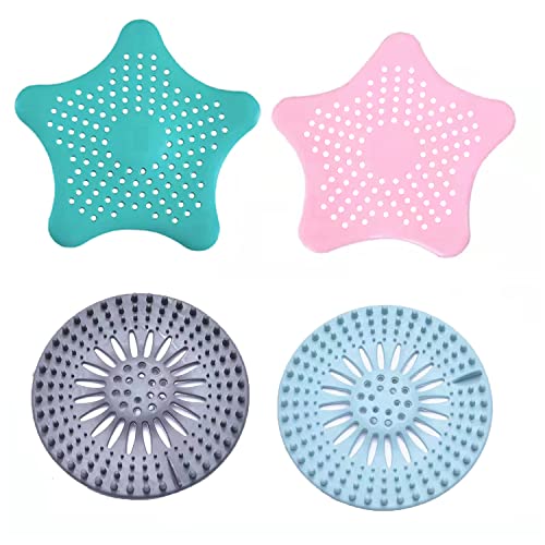 Hair Catcher, Drain Protector, Silicone Hair Stopper Shower Drain Covers with Suction Cups Suit for Bathroom Bathtub and Kitchen (4 Pack) | The Storepaperoomates Retail Market - Fast Affordable Shopping