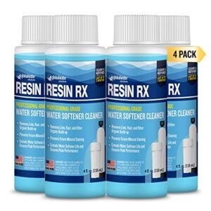 Resin RX Liquid Water Softener Cleaner – Made in USA, Works on All Softeners, Whole House System Filter, Full Year Supply 4 Pack, Tough – Global Solutions, Fl Oz (Pack of 4) (GWS04RRX)