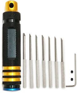 VICRAZZE Model Panel Line Scriber Resin Carved Scribe line Hobby Cutting Tool Model Chisel with 7 Blades 0.1/0.2/0.4/0.6/0.8/1.0/2.0mm for Carving Cutting