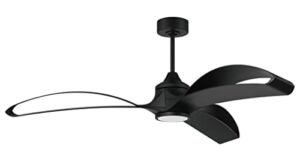 Craftmade 60″ Bandeaux Ceiling Fan, Flat Black Finish with Remote Control, Integrated WIFI, Light Kit (Optional) – Damp Rated