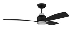 Craftmade 52″ Donovan Ceiling Fan, Flat Black/Painted Nickel Finish with Remote Control, Integrated WIFI, Light Kit (Optional) – Damp Rated