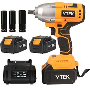VTEK Brushless Impact Wrench 1/2 Inch Cordless Impact Wrench,Max Torque 700N.m Impact Gun 515 ft-lbs for Car Tiers