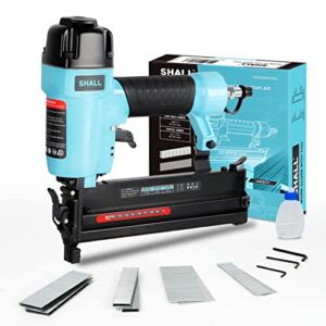 SHALL 18 Gauge Pneumatic Brad Nailer, 2 in 1, 18 GA Air Nail Gun and Crown Stapler, 800 Counts Brad Nails (1″, 2″) and Narrow Crown Staples (1″, 1-1/2″) Included, for DIY Project, Upholstery