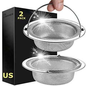 Sink Drain Strainer,2PCS Germany Stainless Steel Kitchen Sink Strainer,4.5 inch Diameter,Wide Rim Perfect for Most Sink Drains,Rust Free,Heavy Duty,Anti Clogging (Enhancement)