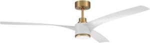 Craftmade PHB60SB3 Phoebe Dual Mount 60″ Outdoor/Indoor Smart Ceiling Fan with LED Light Kit and Remote, Compatible for Use with Most Smart Home Devices, Smart phones & Systems, Satin Brass