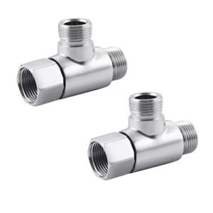 Angle Stop Add-A-Tee Valve ,Compression 3/8″ Inlet X Compression 3/8″ Outlet ,3 Way Adapter T Connector ,T Shape Adapter for Bidet or Angle Valve 2 Pack