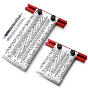 4 Pieces Precision Marking T Rule Set T Square Precision Marking T Rule Includes Compatible Pencil with 0.3 mm Mechanical Pencil Refill for Woodworking(3 Inch, 6 Inch)