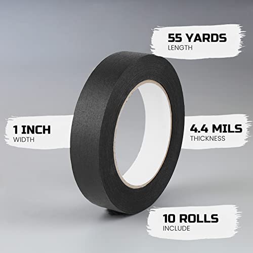 LICHAMP 10 Pack Black Painters Tape 1 inch, Medium Adhesive Black Masking Tape Bulk Multi Pack, 1 inch x 55 Yards x 10 Rolls (550 Total Yards) | The Storepaperoomates Retail Market - Fast Affordable Shopping