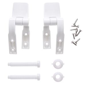 Canomo Universal White Plastic Toilet Seat Hinges Replacement with Bolts Screw and Nuts for Toilet Seats Lids, 1 Pair