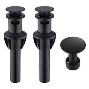 2 Pack Pop up Drain Stopper with Overflow, Push Button Sink Drain for Bathroom Sink Vanity Sink, Pop up Sink Drain,Matte Black Bathroom Sink Drain, Push Sink Stopper ,Matte Black