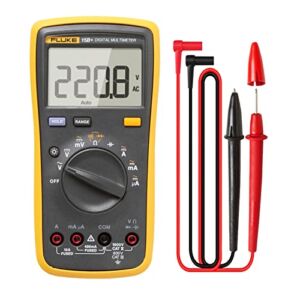 HTLNUZD Fluke 15B+ Auto/Manual Digital Multimeter, AC/DC Voltage Current Resistance, Continuity, Frequency with Temperature Probe Measures Meter