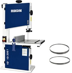 RIKON 10-3061BK 10” Deluxe Bandsaw with 3 Bandsaw Blade Kit, 1/2 HP Motor, 2 Blade Speeds and Spring Loaded Tool-Less Guide System
