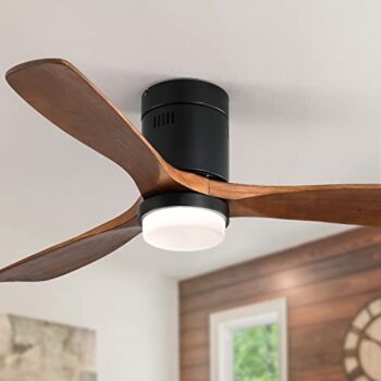 ReLa Mall Low Profile Ceiling Fan with Light Remote,3 Wood Blade Three Color Dimming Noiseless Reversible DC Motor,Perfect for Living room Bedroom Farmhouse Outdoor, Matte Black | The Storepaperoomates Retail Market - Fast Affordable Shopping
