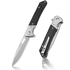 NedFoss Pocket Knife, 3.5″ D2 Blade EDC Folding Knife with G10 Handle, Flipper Open, Deep Carry Pocket Clip, Slim Gentleman’s Knives for Men (ELF PRINCE)