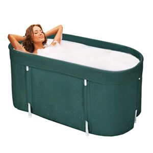 AellerSen Portable Bathtubs, Foldable Soaking Bathing Tub for Adults, Oval Bathtubs for Showers, with Thick Insulation Foam to Keep The Temperature (Green)