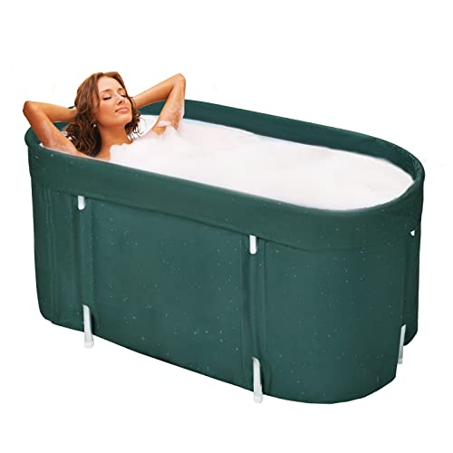 AellerSen Portable Bathtubs, Foldable Soaking Bathing Tub for Adults, Oval Bathtubs for Showers, with Thick Insulation Foam to Keep The Temperature (Green) | The Storepaperoomates Retail Market - Fast Affordable Shopping