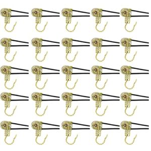 Sunlite 41702 E191 Pull Chain Switch for Ceiling Fans, Light Fixtures, Lamps and Wall Pendants, 125-250V, 1-3 Amps, Brass Finish, 25 Count