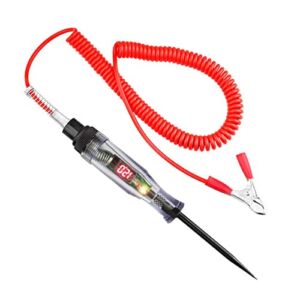 Heavy Duty 3-48V Backlit Digital LCD Circuit Tester, Car Truck Automotive Test Digital Light Tester with Voltmeter, Auto Tester with Stainless Probe Spring Wire, Car Test Pen Circuit Repair Tool