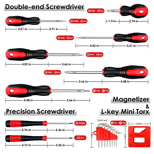 STREBITO Screwdriver Set 17-Piece, Assorted Phillips Slotted Torx Screw Driver Set with Magnetizer Demagnetizer Tool, Cushion Grip Screw Driversets Set – 6 Phillips, 6 Flat Head, T5-T30 Torx Security | The Storepaperoomates Retail Market - Fast Affordable Shopping
