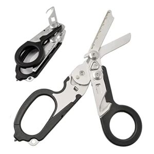 6in1 Trauma Shears,Raptor Emergency Shears,Emergency Shears with Cutter and Glass Breaker and Compatible Holster Black