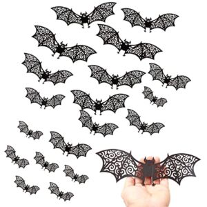 36 Pcs 3D Halloween Bats Decorations, Hollow PVC Paper Bats for Wall Decor DIY Scary Flying Bat Stickers, Upgraded Version Multi-Sized Bats Halloween Indoor Outdoor Decor Home Window Decoration Set