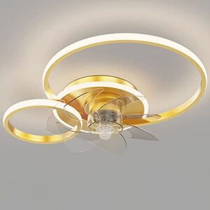 KMYX Adjustable Wind Speeds Ceiling Fan with Light Quiet Timing Fan Light Modern Dimmable Ceiling Lights Ceiling Light with Fan Smart Indoor Ceiling Fan Light Gold Black