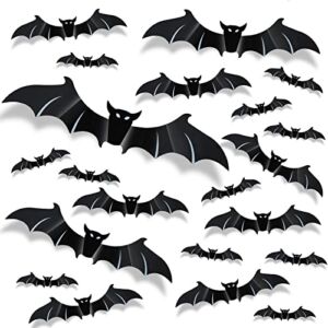 80 Pcs Halloween Bats Stickers Decorations, 3D DIY Realistic Scary PVC Bat Stickers for Home Wall Indoor Outdoor Party Decoration