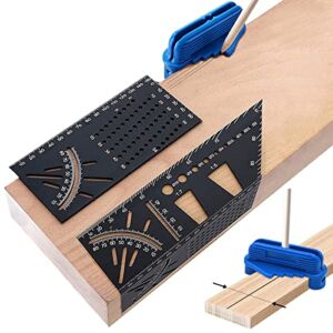 3D Woodworking Tools Multi Angle Measure Ruler Square Size Wood Working Rulers Three Dimensional Items Measuring Gift for Carpenter with Center Scriber Marking Tool