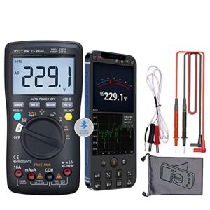 ZOTEK ZT-300AB Digital Multimeter Wireless Bluetooth Digital True RMS Tester Manual/Auto Ranging 6000 Counts Measures Voltage Current Resistance Capacitance Frequency Temperature Diode Duty Cycle