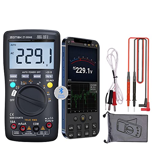 ZOTEK ZT-300AB Digital Multimeter Wireless Bluetooth Digital True RMS Tester Manual/Auto Ranging 6000 Counts Measures Voltage Current Resistance Capacitance Frequency Temperature Diode Duty Cycle | The Storepaperoomates Retail Market - Fast Affordable Shopping