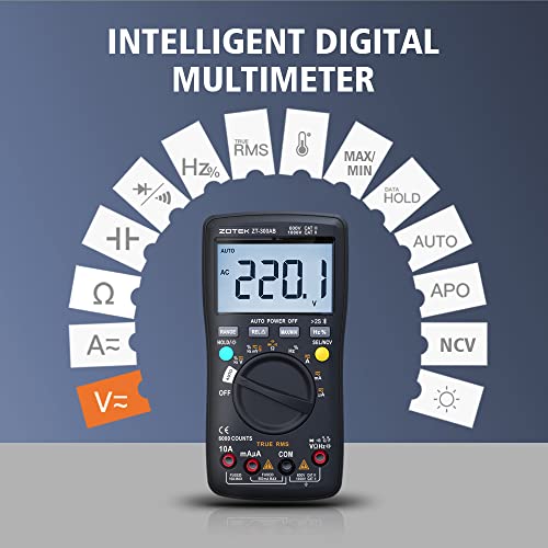 ZOTEK ZT-300AB Digital Multimeter Wireless Bluetooth Digital True RMS Tester Manual/Auto Ranging 6000 Counts Measures Voltage Current Resistance Capacitance Frequency Temperature Diode Duty Cycle | The Storepaperoomates Retail Market - Fast Affordable Shopping