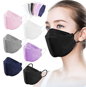 60Pcs KF94 Disposable Face Masks, KF94 Mask Individually Wrapped, Fish Mouth Type Aldult Safety Four Layer Protective Cup Type mask,Comfortable Breathable ,and Protection Rate of 95% , Suitable for all Adults (Pure Color)