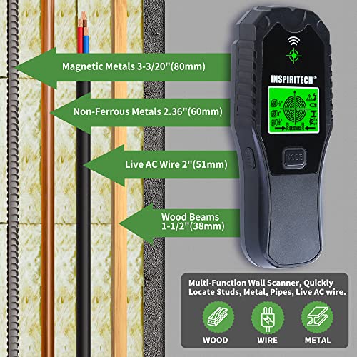 INSPIRITECH Stud Finder Wall Scanner for Wood Beams, Metal, Live AC Wiring.Electronic Stud Detector with Multi-Functional Sensor for Edge Center Detection | The Storepaperoomates Retail Market - Fast Affordable Shopping