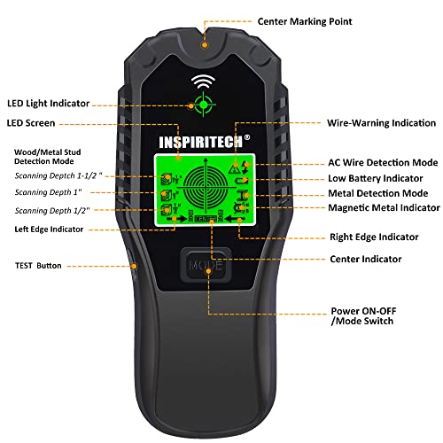 INSPIRITECH Stud Finder Wall Scanner for Wood Beams, Metal, Live AC Wiring.Electronic Stud Detector with Multi-Functional Sensor for Edge Center Detection | The Storepaperoomates Retail Market - Fast Affordable Shopping