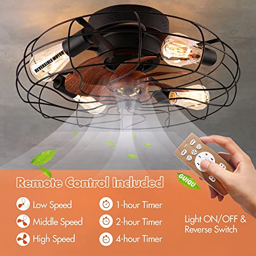 GUIQU 21″ Ceiling Fans with Lights Remote, Quiet Reversible Motor, Low Profile Caged, Enclosed Bladeless Flush Mount Small Industrial Ceiling Fan with Light, 6-Speed Strong Natural Wind, 1-4 Timer… | The Storepaperoomates Retail Market - Fast Affordable Shopping