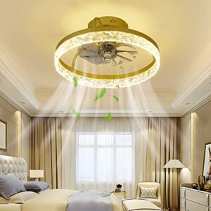 TOZING 19.7″ Ceiling Fans with Lights, Flush Mount Ceiling Fan with Remote Control, Smart APP Control LED Low Profile Ceiliing Fan 3 Speed Timing, Modern Enclosed Bladeless Ceiling Fan