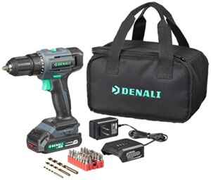 Amazon Brand – Denali by SKIL 20V Drill Driver Kit with 36-Piece Bit Set, Includes 2.0Ah Lithium Battery, 1A Compact Charger, and Carry Bag