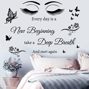 Vinyl Wall Quotes Stickers Every Day is A New Beginning Inspirational Wall Art Sticker Positive Quotes Wall Decals for Living Room Bedroom Classroom Office Studio School Teen Dorm Room Wall Decal.
