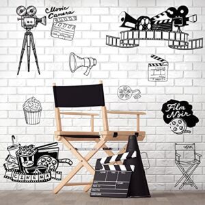 10 Pieces Home Movie Theater Decor Wall Decal Vintage Theatre Room Decor and Accessories Wall Art Self Adhesive Popcorn Wall Decor Movie Wall Decals Decorations for Cinema Home Bedroom Theater Office