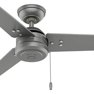 Hunter Fan 44 inch Contemporary Matte Silver Outdoor Ceiling Fan with Pull Chain (Renewed)