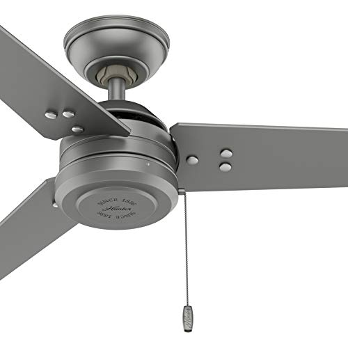 Hunter Fan 44 inch Contemporary Matte Silver Outdoor Ceiling Fan with Pull Chain (Renewed) | The Storepaperoomates Retail Market - Fast Affordable Shopping