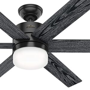 Hunter Fan 54 inch Casual Matte Black Indoor Ceiling Fan with LED Light Kit and Remote Control (Renewed)