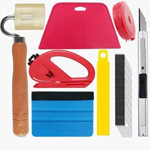 7 Pack Wallpaper Smoothing Tools Kit for Wallpaper Paste Hand Tools with Felt Seam Roller Squeegee Tape Measure, Craft Knife