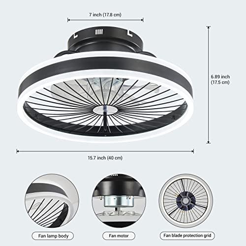 Modern Ceiling Fans with Lights, Black Small Ceiling Fan, Dimmable 3 Color 3 Speeds Timing, Low Profile Ceiling Fan with light for Kids Room, Bedroom, Study Room(With Light and Remote Control) | The Storepaperoomates Retail Market - Fast Affordable Shopping