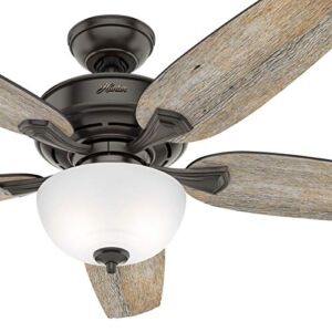 Hunter Fan 54 inch Casual Noble Bronze Indoor Ceiling Fan with LED Light Kit and Remote Control (Renewed)