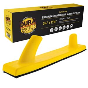 Dura-Gold Pro Series Super Flex Longboard Hand Sanding File Block with Both Hook & Loop Backing and PSA Backing Conversion Adapter Pad – For Continuous Rolls or Sandpaper Sander Sheets, Sand Auto Wood