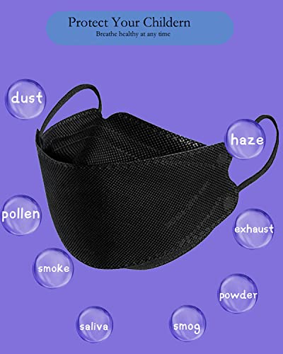 ZDU KF94 Face Mask for Kids, 50 PCS Kids Face Masks, 4 Layer Kids Disposable Face Masks for Children,3D Fish Shaped Face Mask, Black, 50 Count (Pack of 1) | The Storepaperoomates Retail Market - Fast Affordable Shopping